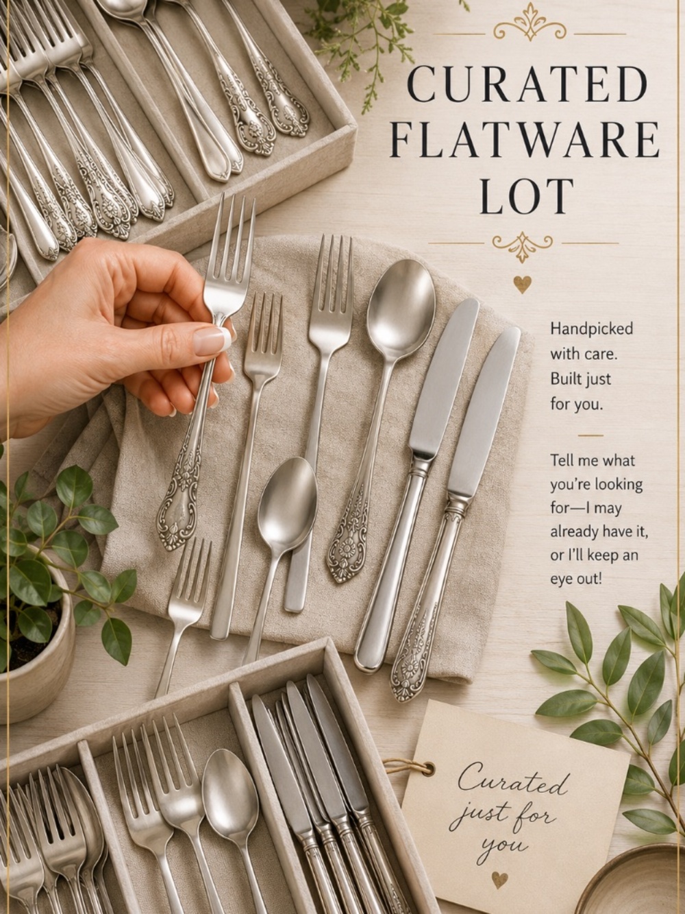 Curated Personalized Lot: Flatware Serving Cutlery Replacement Ring Designs